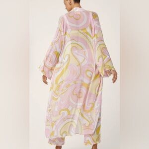 CinCin Maxi Robe NO BELT Pink Yellow 60s Vibes Swim Cover M/L